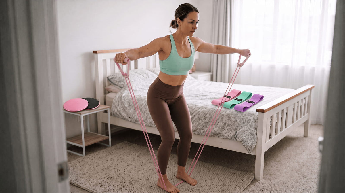 Ready Fitness Beginner Essentials Set – Fabric Bands, Core Sliders & Dual Pull Ropes