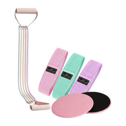 Pre‑Order –  Ready Fitness Beginner Essentials Set – Pilates Bar, Resistance Band & Core Sliders